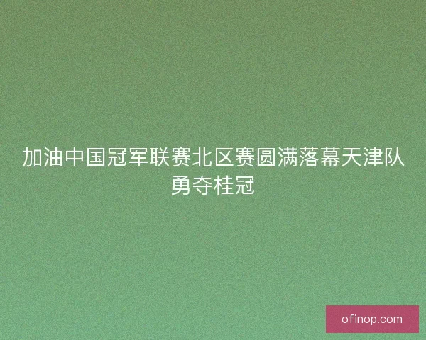 加油中国冠军联赛北区赛圆满落幕天津队勇夺桂冠